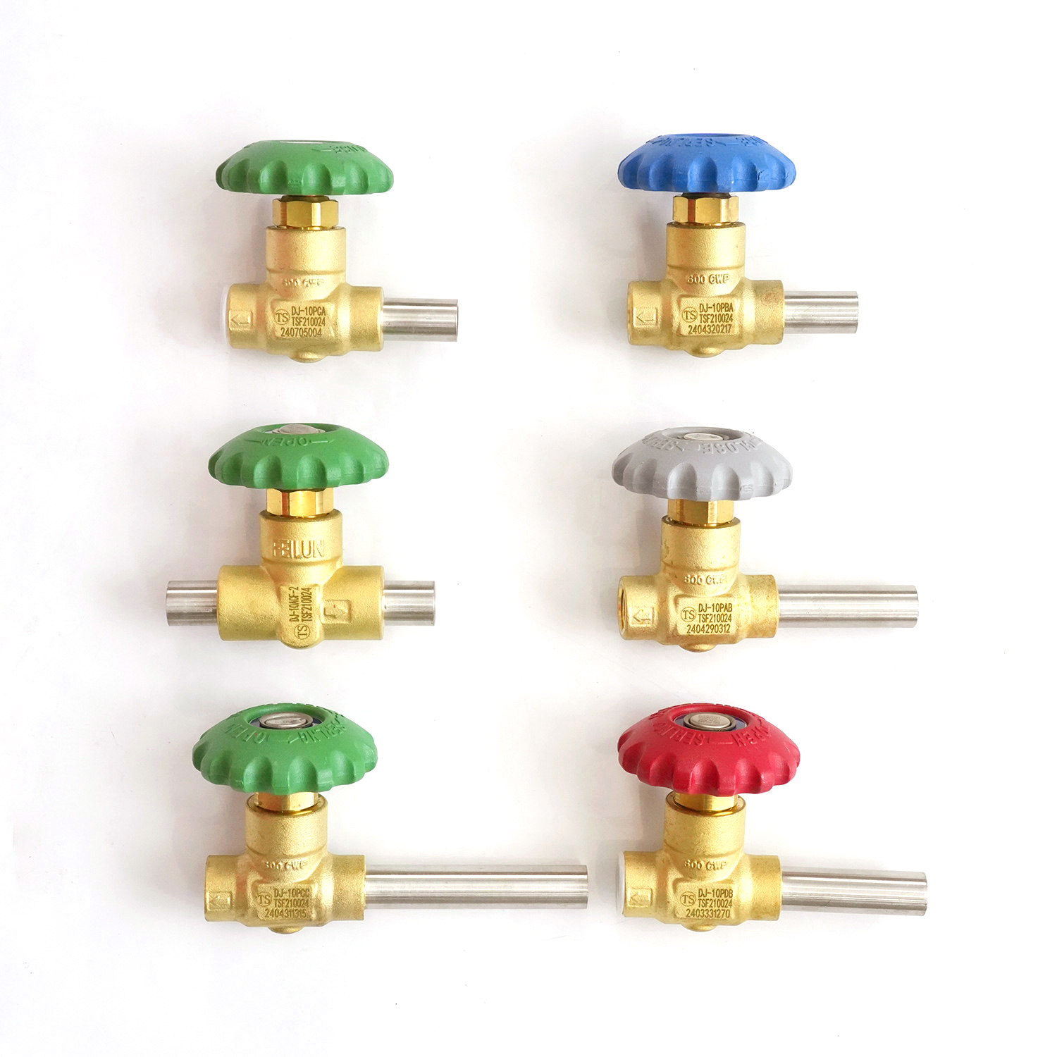 DJ-10ACF-2 Криогенный проходной клапан с зеленым маховиком и коротким штоком