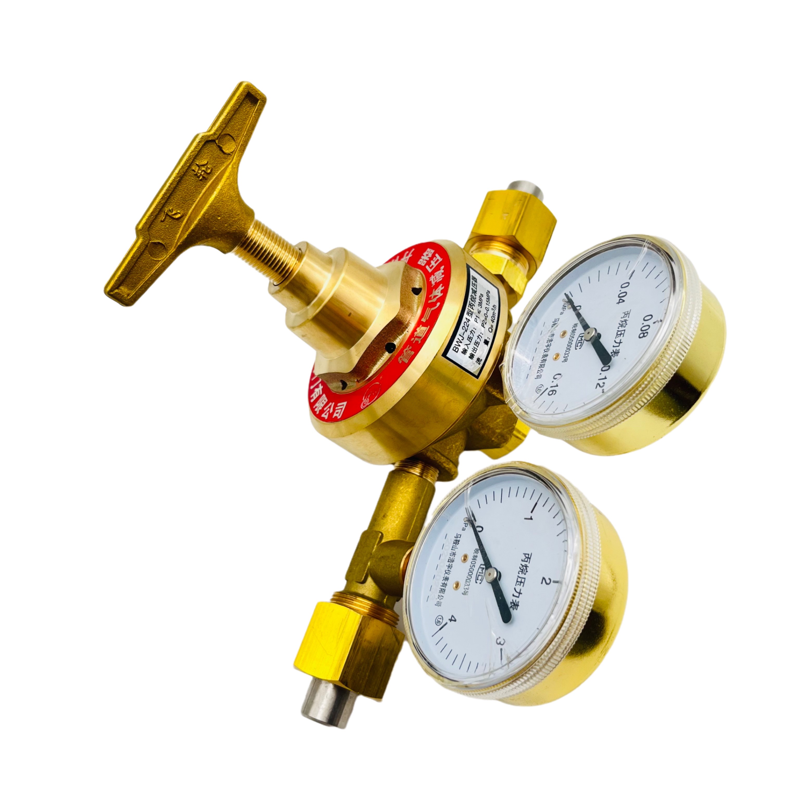Reductor de presi&oacute;n de gas regulador de soldadura de propano BWJ-224 con dos man&oacute;metros
